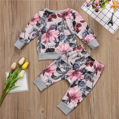 Leisure Flower Printing Baby Girl Set