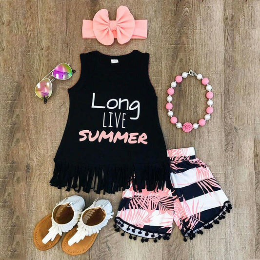 Long live Summer vest shirt with shorts Set