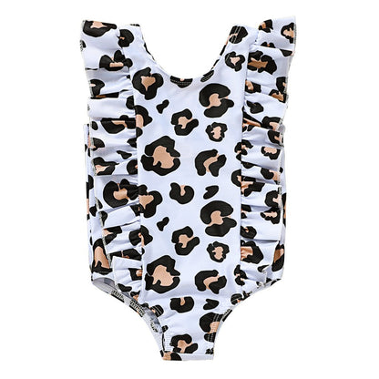 Girls Summer Leopard Print One Piece Swimsuit