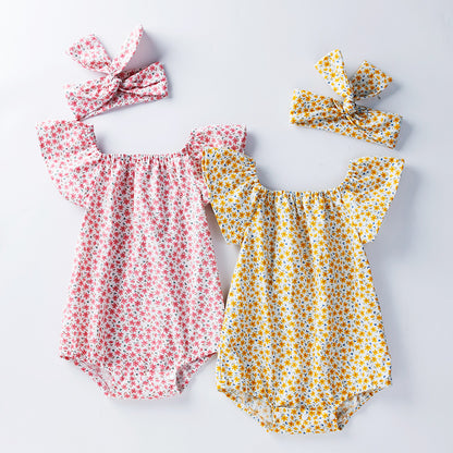 Infant Floral Romper Hair Accessories Set