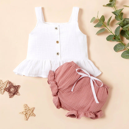 Linen Cotton Kids Summer Two piece Set