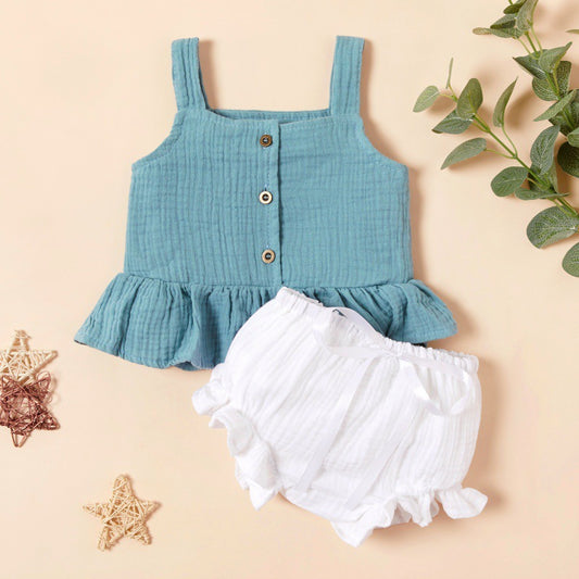 Linen Cotton Kids Summer Two piece Set