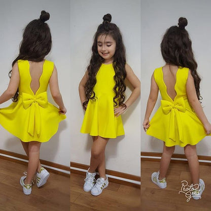 Girls Bow Solid Color dress