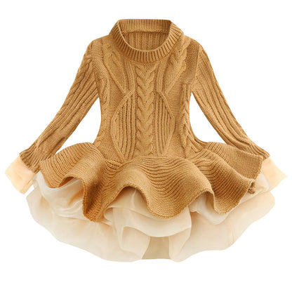 Classy Warm Sweater TuTu Girl Dress