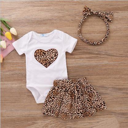 Infant Printed Love Romper with HeadBand