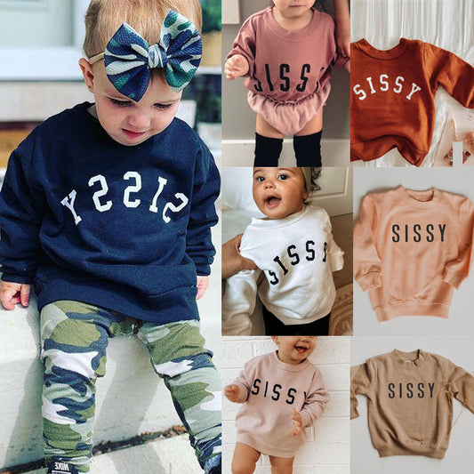 Children Letter Print Pullover Casual Sweatshirt