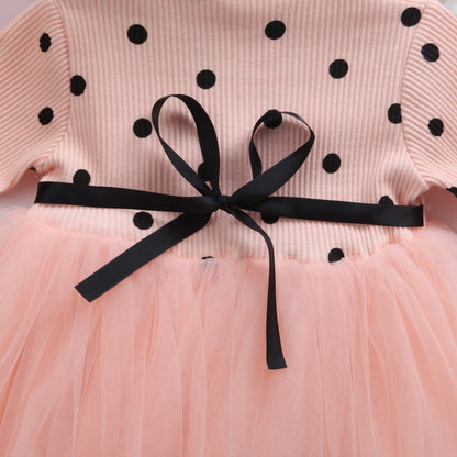 Girls long Sleeve Polka Dot Top  with TuTu Dress