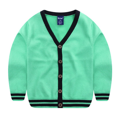 Kids Casual Solid Color Cardigan