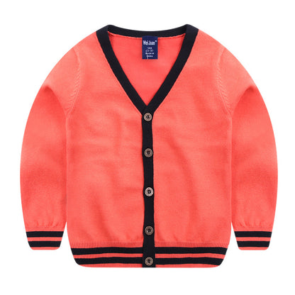 Kids Casual Solid Color Cardigan