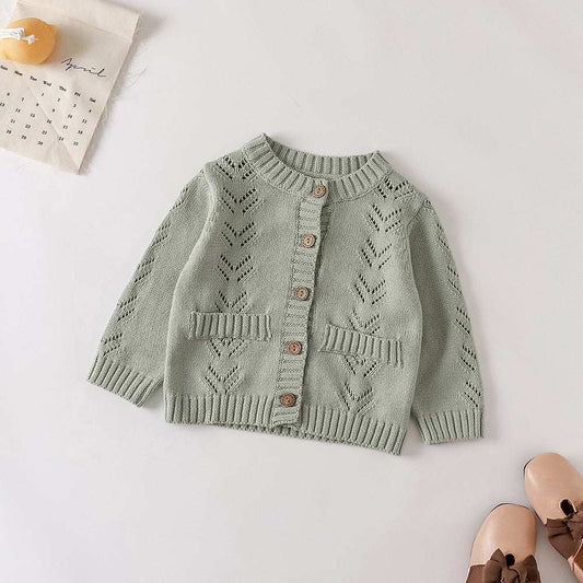 Solid Color Sweet Net Mesh Knitted Cardigan