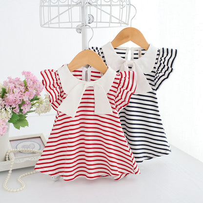 Girls Old Striped High-quality Cotton Dress