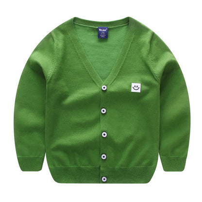 Kids Casual Solid Color Cardigan