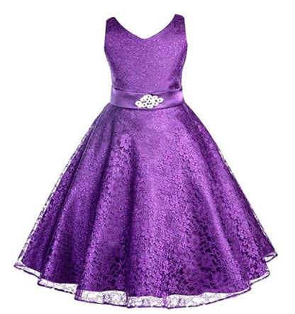 Girls Lace Solid color Dress
