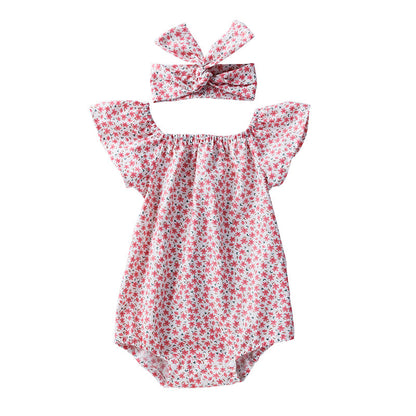 Infant Floral Romper Hair Accessories Set