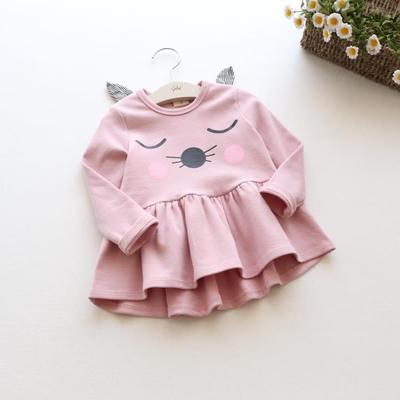 Spring and Autumn Toddler Girls Cat Dress