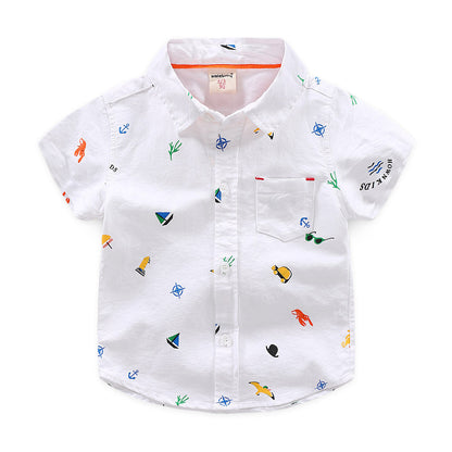 Boys short sleeve Printed collar shirt