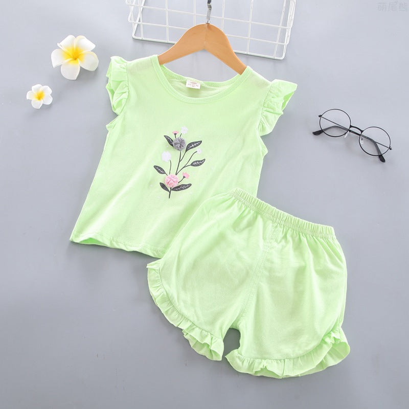 Girls Sleeveless Vest Summer Set