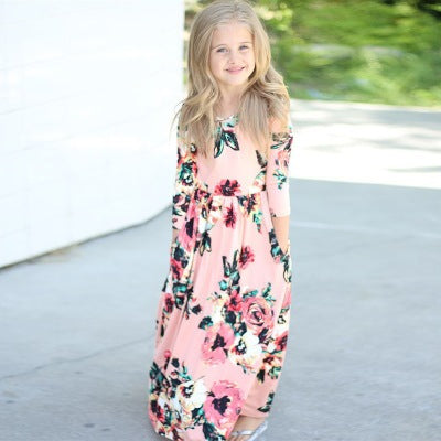 Girls Quarter sleeve Floral Casual Dress