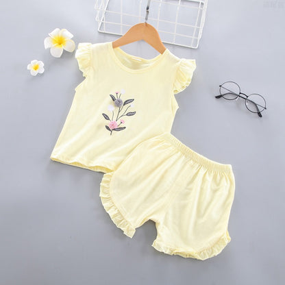 Girls Sleeveless Vest Summer Set