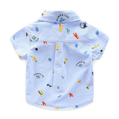 Boys short sleeve Printed collar shirt