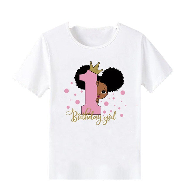 Girls Age 1-6 Comfortable Birthday Short Sleeve T-shirt