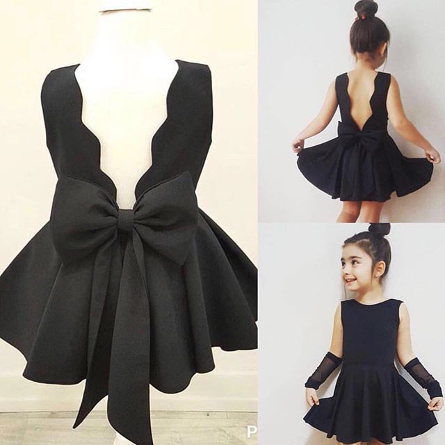 Girls Bow Solid Color dress