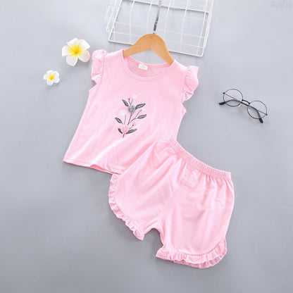 Girls Sleeveless Vest Summer Set