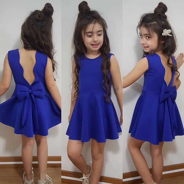 Girls Bow Solid Color dress