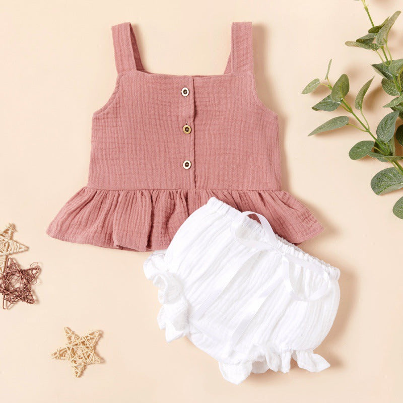 Linen Cotton Kids Summer Two piece Set