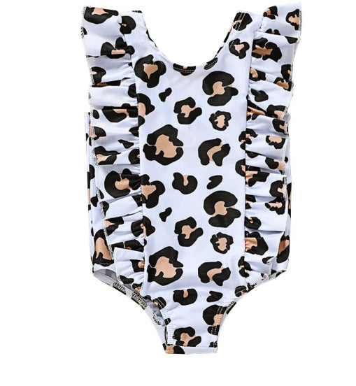 Girls Summer Leopard Print One Piece Swimsuit