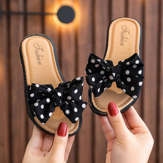 Girls Cute Soft Bottom Polka Dot Slippers