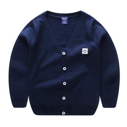 Kids Casual Solid Color Cardigan