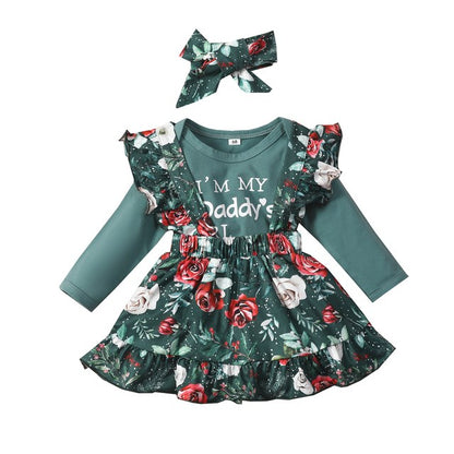 Infant Girl Long Sleeve Romper Dress Warm Set