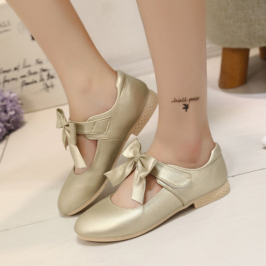 Girls Leather Bowknot Shoes