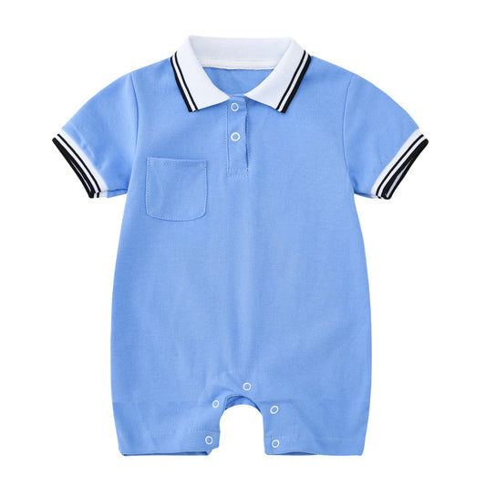 Boys And Girls Preppy Fashion Lapel Romper