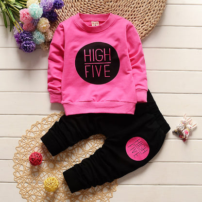 Baby Girl High Five Long Sleeve Two-piece Suit