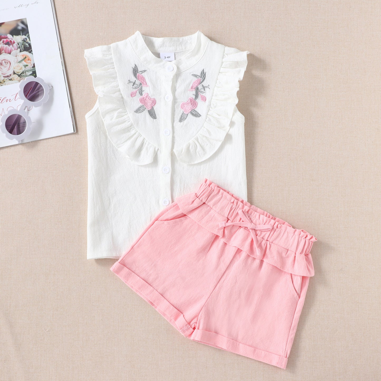 Summer Casual Sleeveless Shirt And Shorts Two-piece Set