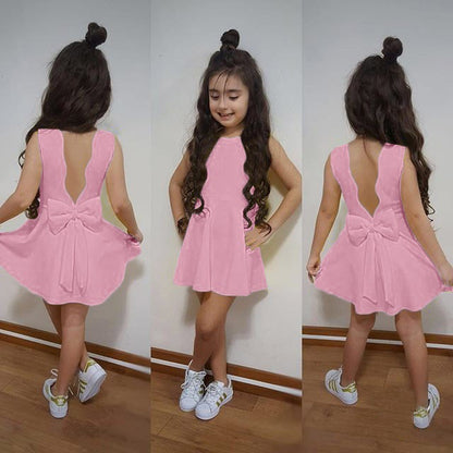 Girls Bow Solid Color dress