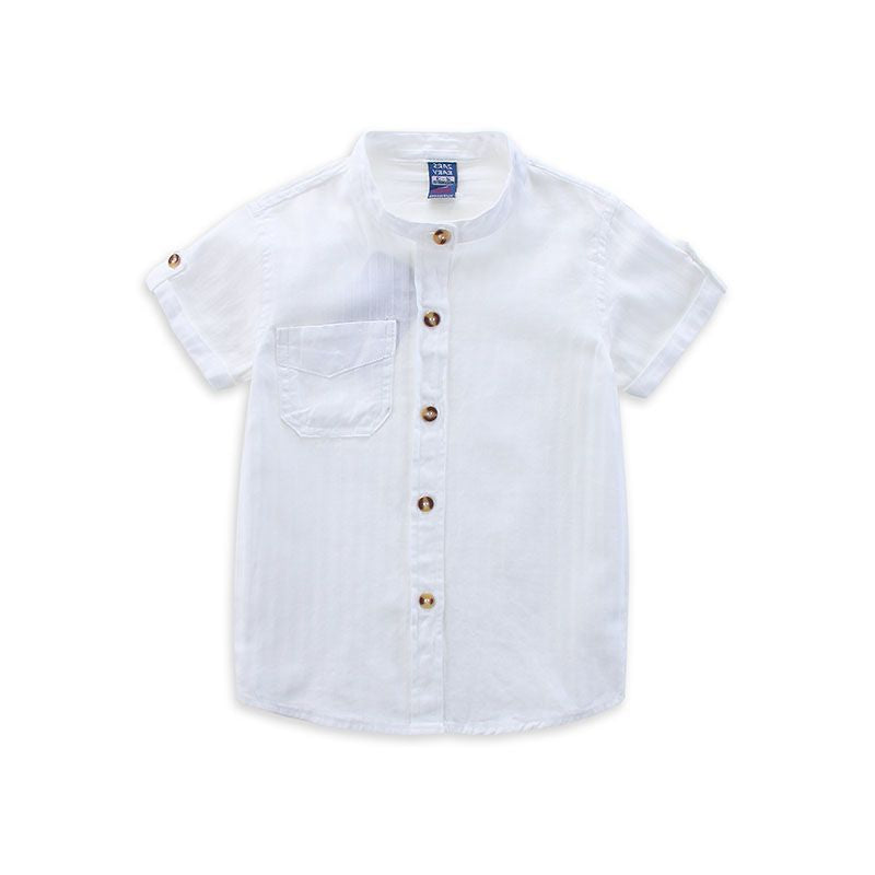 Casual Big Kids Summer White Short sleeve Shirt