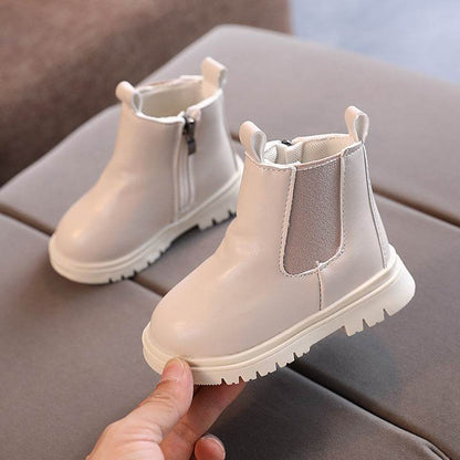 Toddler Short Boots Hard Bottom - Stylish Leather Shoes for Kids