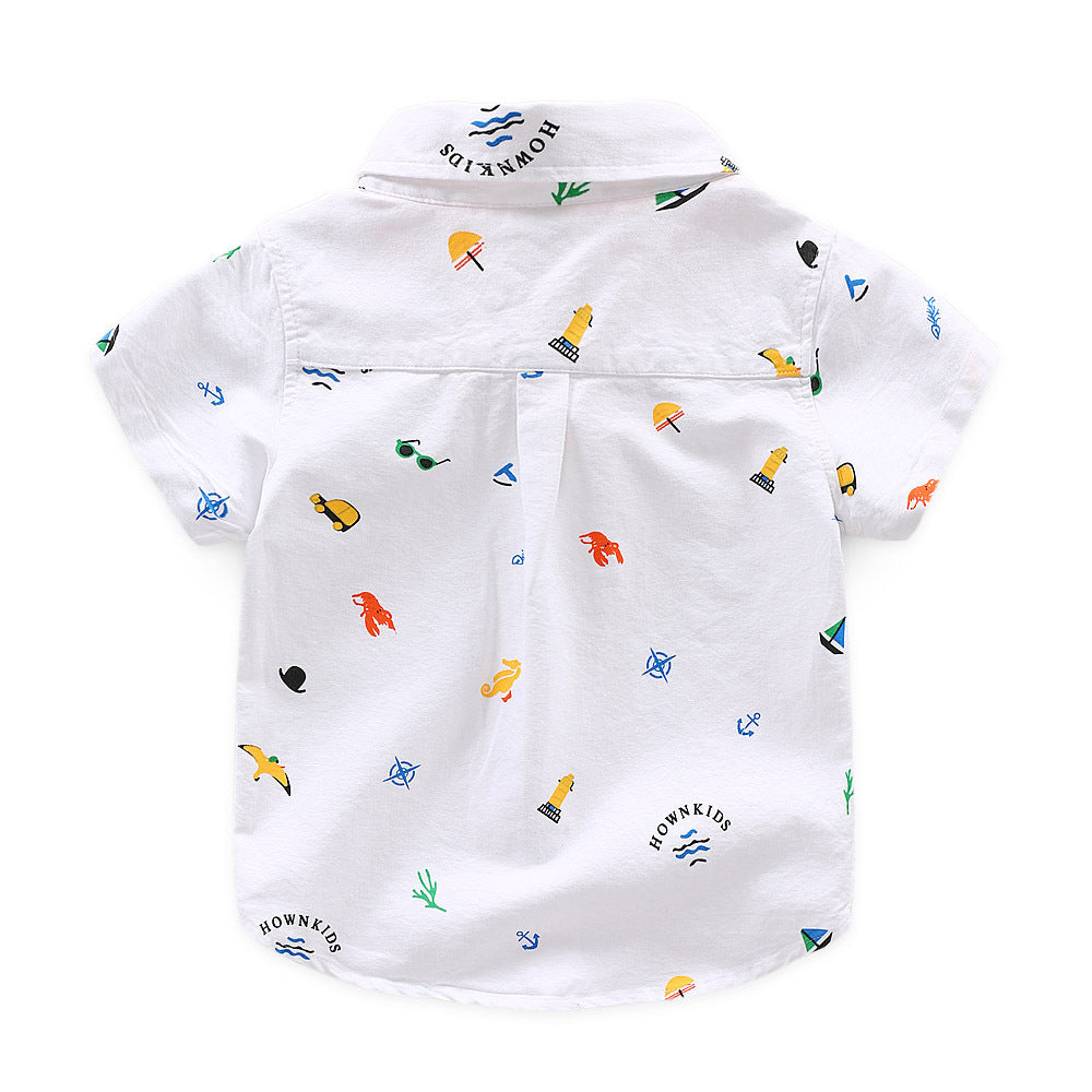 Boys short sleeve Printed collar shirt