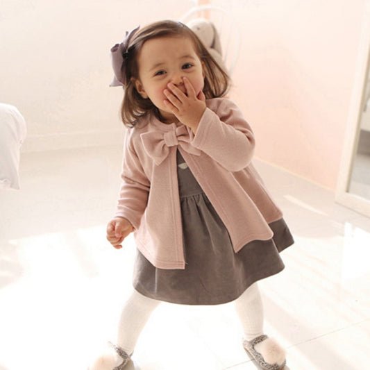 Cute Casual Round Neck Bow Coat Top