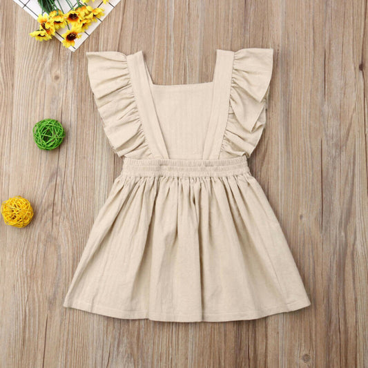 Naomi Baby Girl Khaki Sleeveless Solid Dress