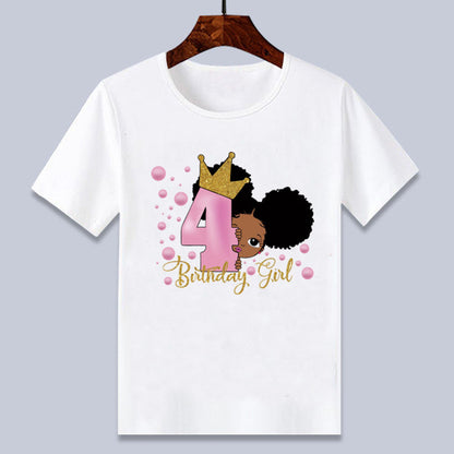 Girls Age 1-6 Comfortable Birthday Short Sleeve T-shirt