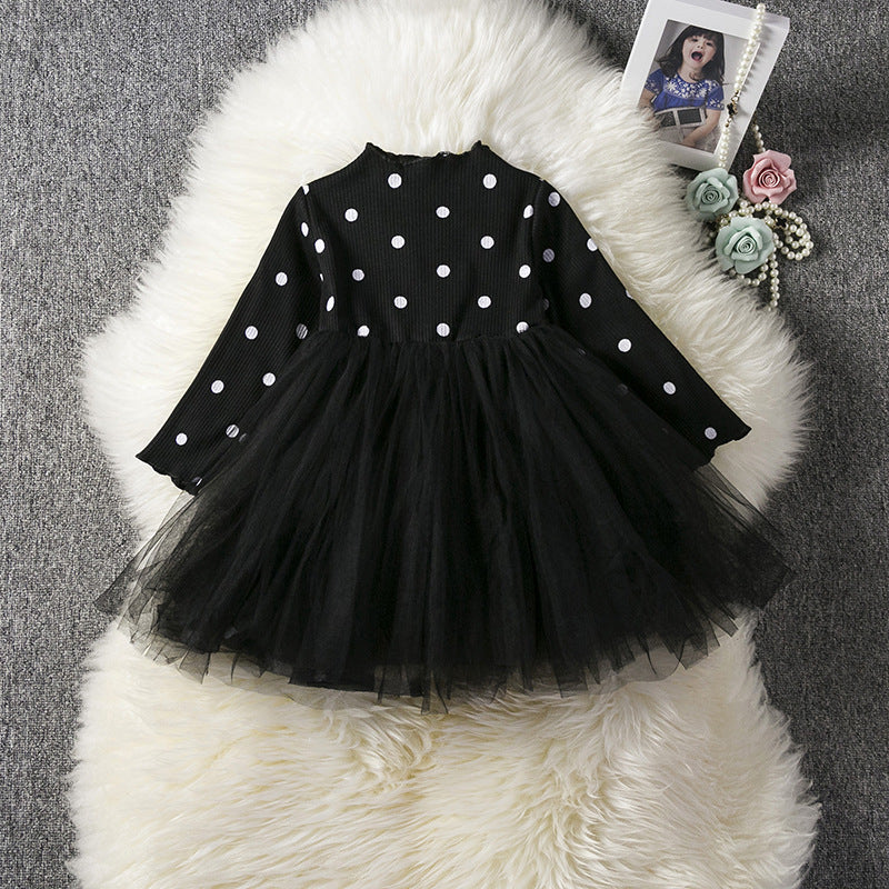 Girls long Sleeve Polka Dot Top  with TuTu Dress