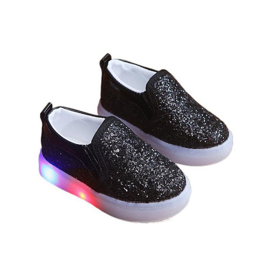 Kids Led Lighted  Sneakers Sequin Shoes