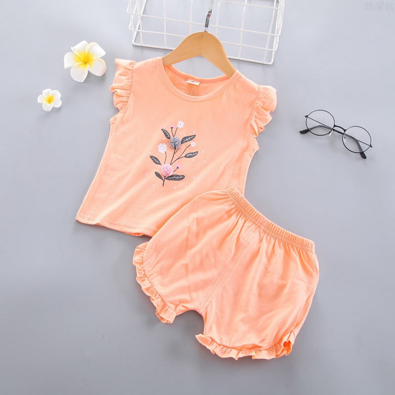 Girls Sleeveless Vest Summer Set