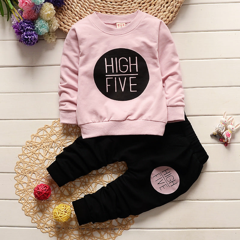 Baby Girl High Five Long Sleeve Two-piece Suit