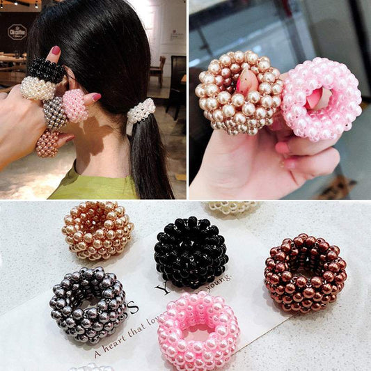 Pearl hair band in various colors, fashionable acrylic design with crown shape.