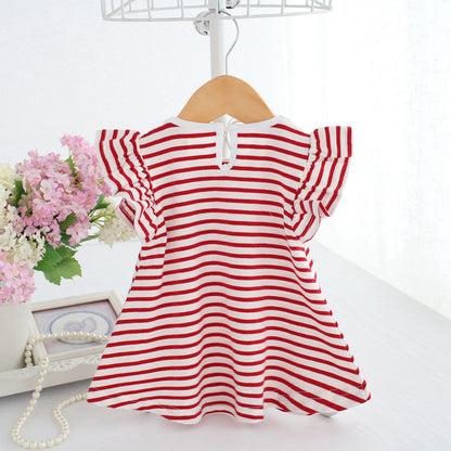 Girls Old Striped High-quality Cotton Dress